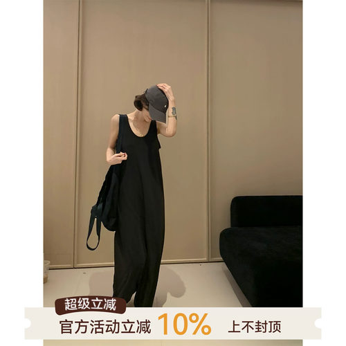 韩系简约莱赛尔背心吊带长裙女夏