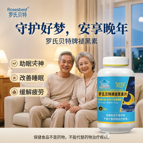 晚上夜里睡不着罗氏贝特牌褪黑素片60片男女中老年压力大焦虑烦躁