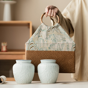 国风茶叶罐礼盒装精品红茶绿茶白茶通用密封罐防潮罐储茶罐包装盒