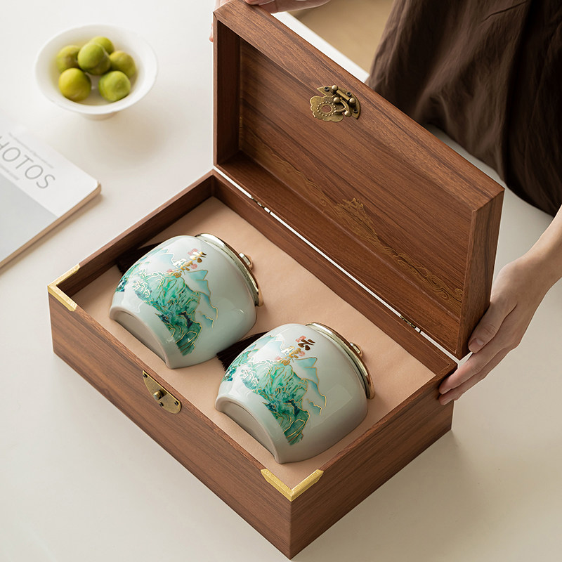 陶瓷茶叶罐礼盒装空盒碧螺春红茶绿茶明前龙井茶叶通用礼盒定制图片