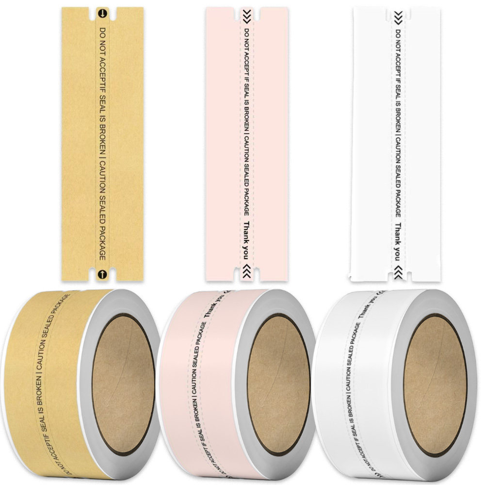 100贴牛皮纸白色封条封口贴不干胶标签贴纸长方形印刷不干胶标签