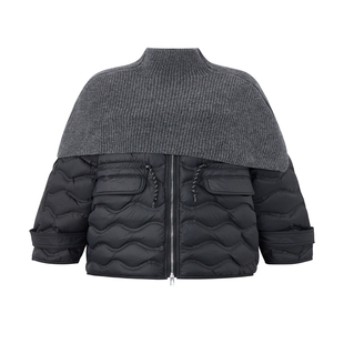 【舒暖慵懒风】收腰羽绒服白鸭绒针织披肩DOUBLOVE贝爱25冬季新款