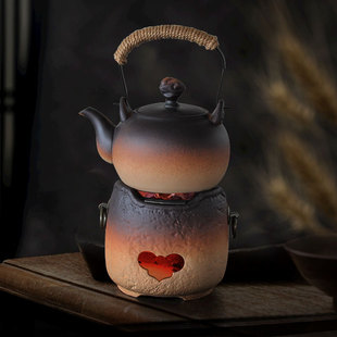 粗陶炭火碳火明火壶直烧茶壶煮茶壶围炉提梁陶壶专用户外老式中式
