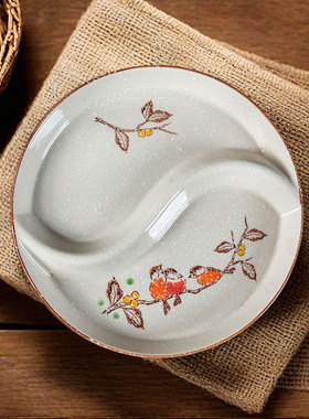 家用双隔太极菜盘陶瓷八卦二双格分蒸盘盘子餐盘鸳鸯盘碟双拼碟子