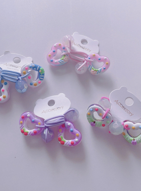 个性手工彩绘创意爱心绕绕发绳蓝色玫色粉色紫色皮筋可爱女孩头饰