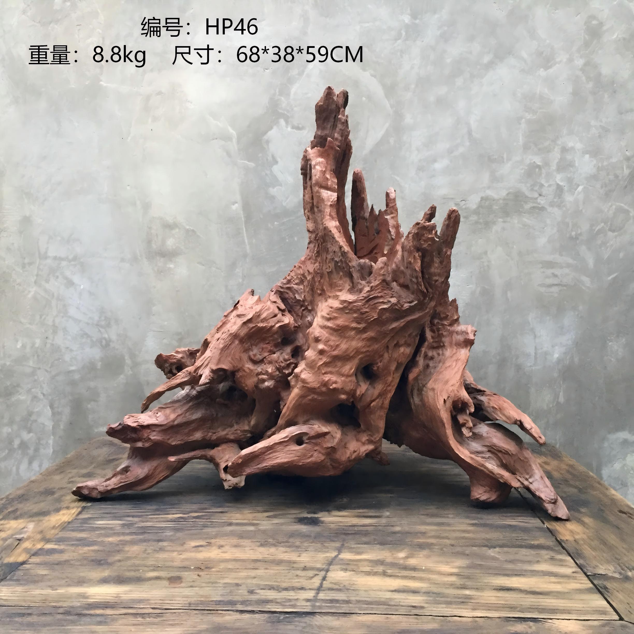 青墨枯木风化木树根根雕根艺花盆