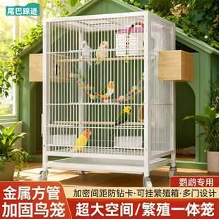 方管加密鸟笼鸟窝八哥玄凤鹦鹉笼子大号鸟笼大型繁殖鸟笼牡丹鸟笼