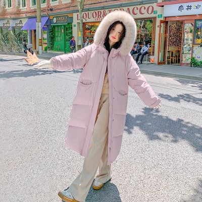 香榭颂大毛领羽绒服女2025新款连帽加厚中长款白鸭绒显瘦外套冬季