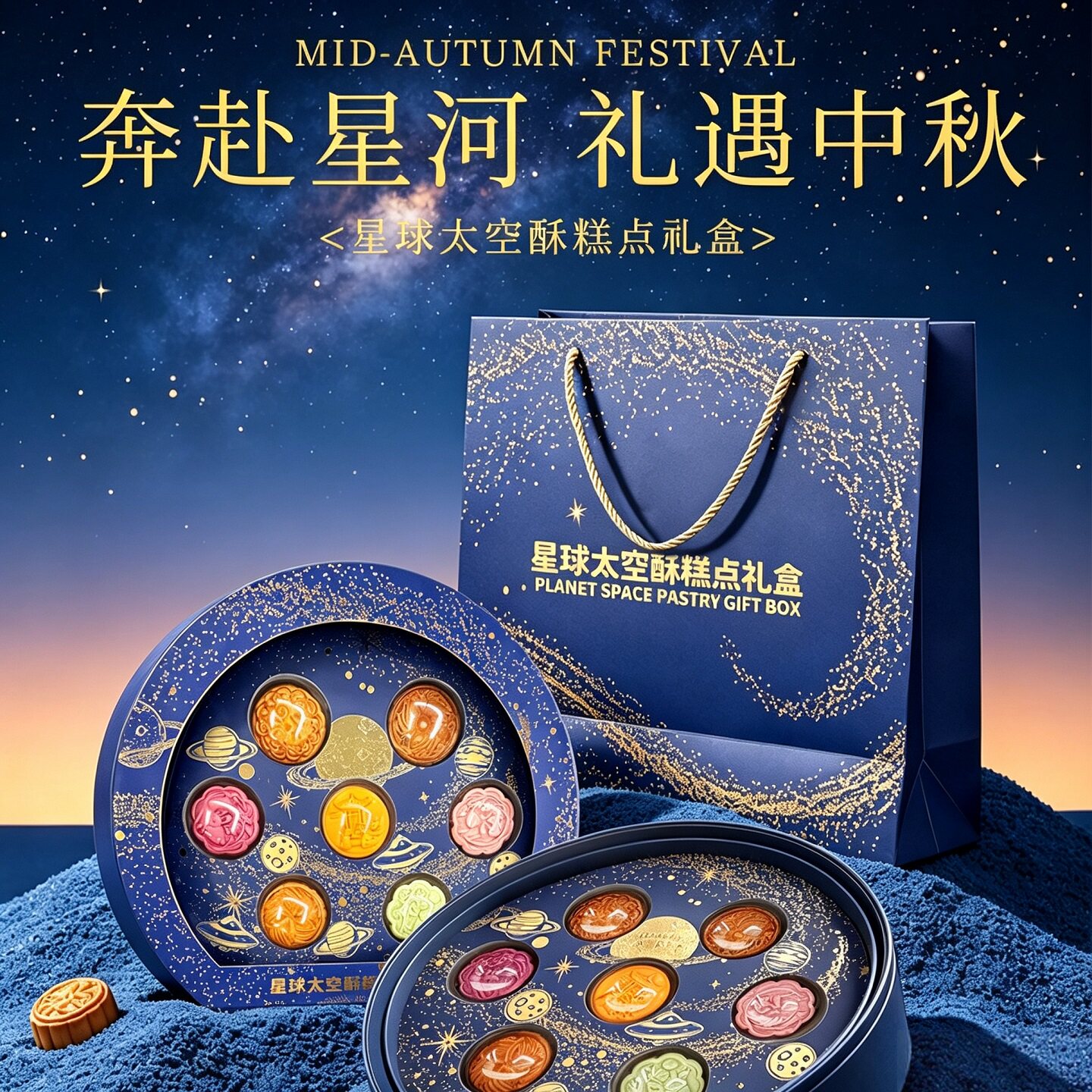 新麦食品中秋广式星球酥月饼礼盒