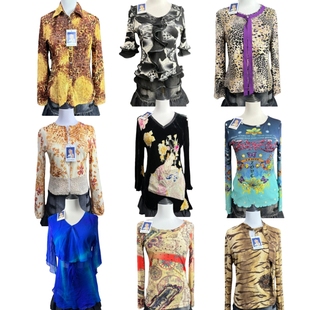 春夏小野古着vintage35欧美复古印花朋克嬉皮长袖 外贸辣妹上衣T恤