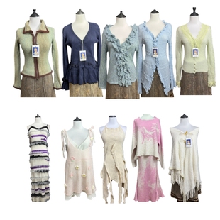 vintage古着X10秋冬纯羊毛上衣温柔感修身 百搭少女慵懒风外贸毛衣