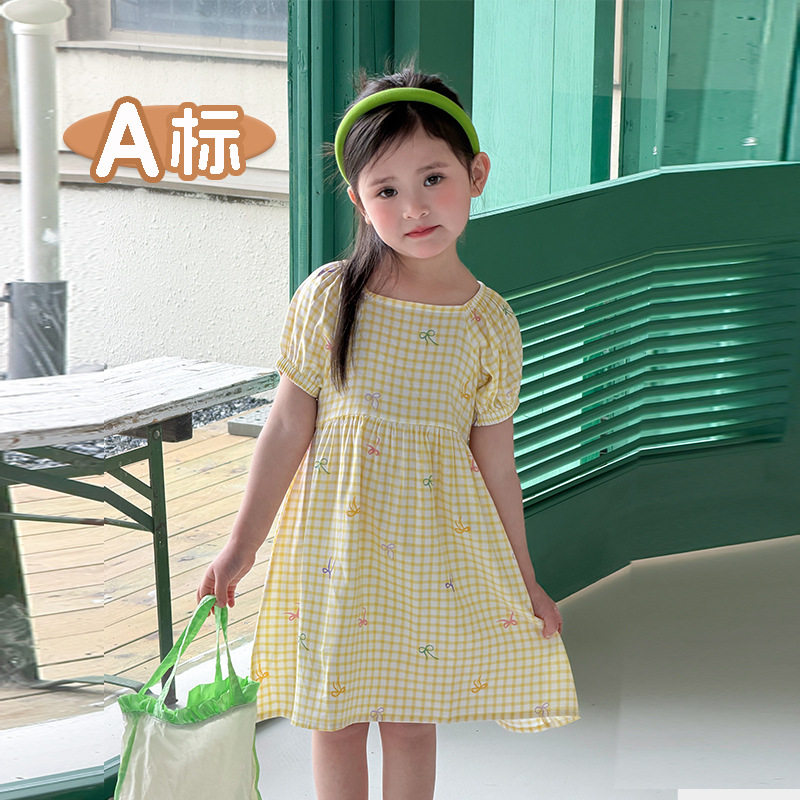 女童棉绸连衣裙中小童女孩夏天碎花裙子夏装短袖夏季新款透气沙滩
