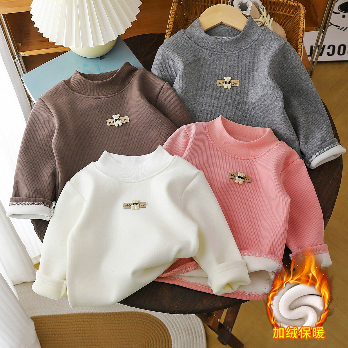 儿童卫衣打底衫加绒上衣半高领保暖内搭女童冬季新款儿童宝宝童装