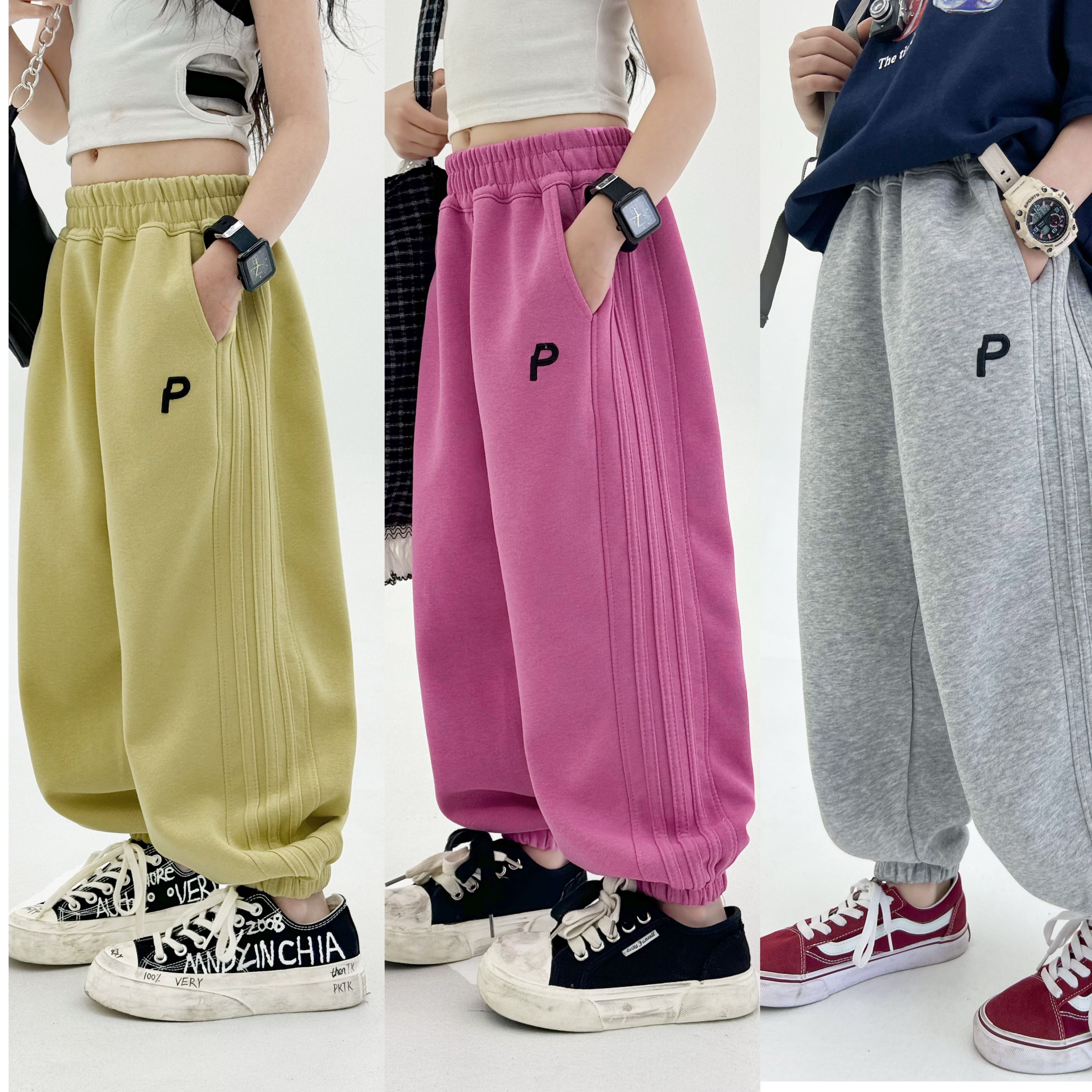 儿童卫裤男女童春秋季中大童束脚卫裤时尚洋气新款运动裤学生裤子