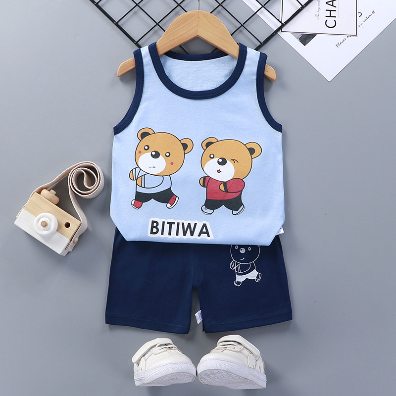 儿童背心套装a类夏季纯棉宝宝服装童装新款男童女童薄款夏装衣服