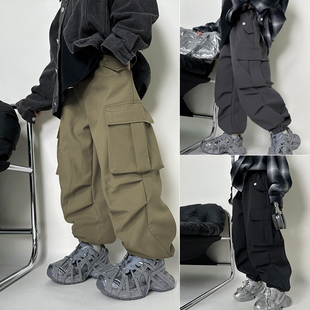 男童加绒裤子秋冬季新款儿童速干工装裤宝宝棉长裤中大童休闲裤