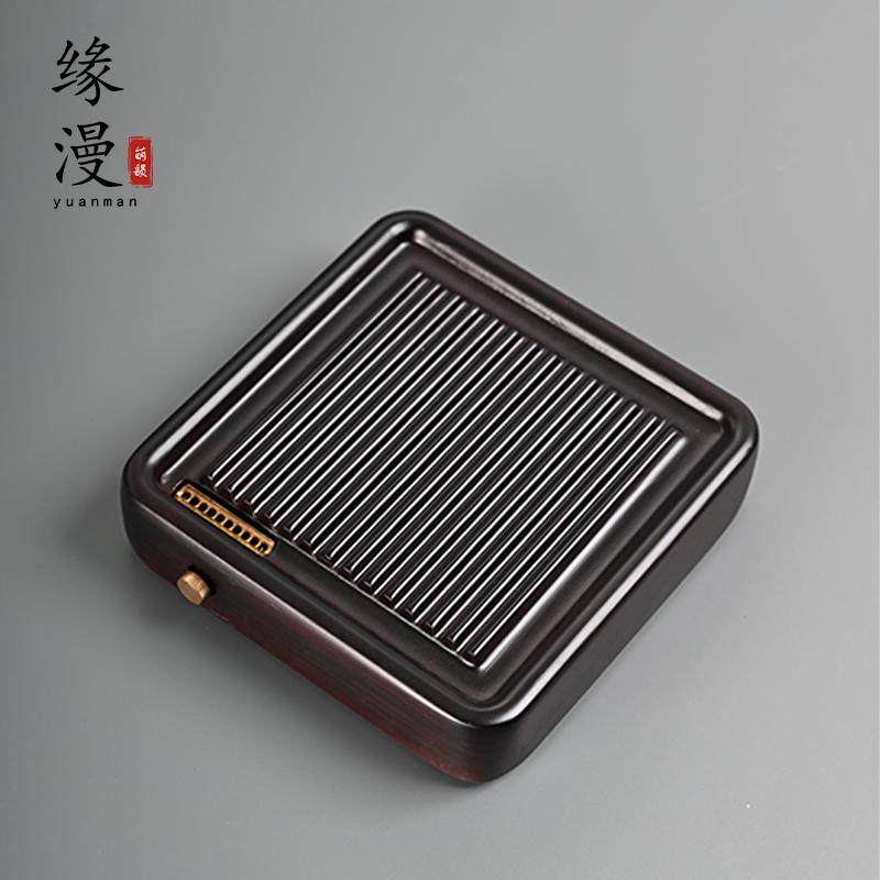 缘漫堂素雅科技木方圆小型茶盘干泡茶台排水式家用高端壶承单层