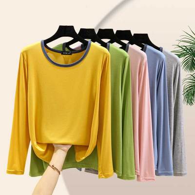 莫代尔圆领女秋薄款长袖