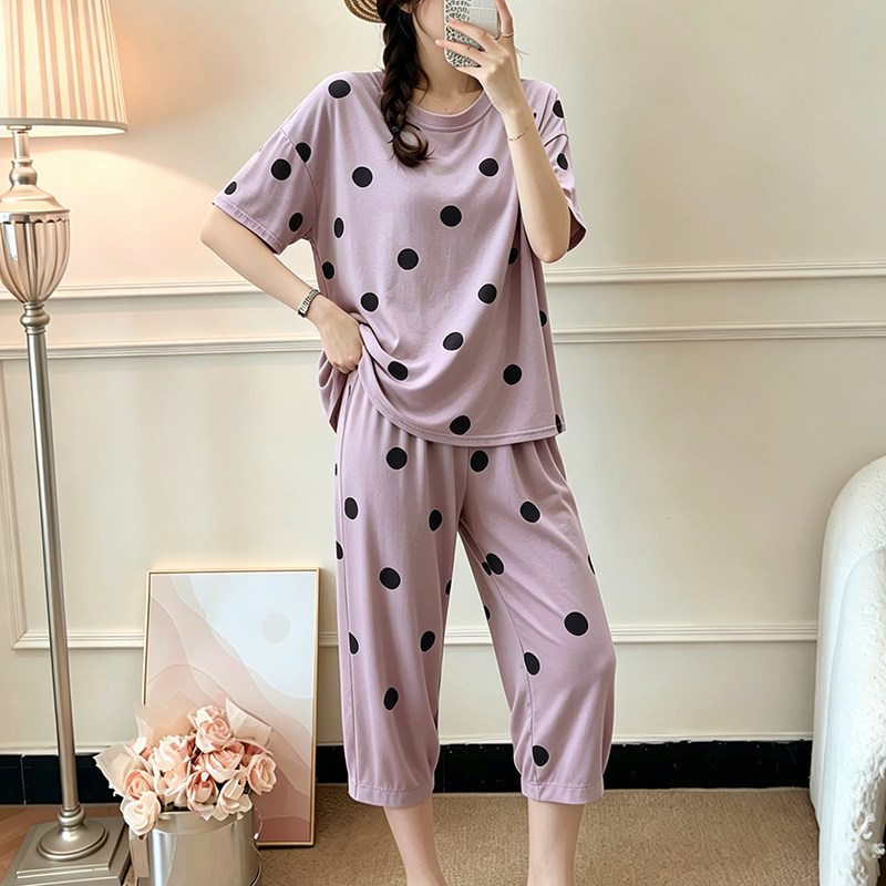 莫代尔短袖睡衣家居服套装图片