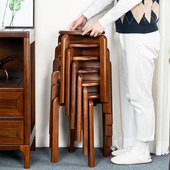 实木凳子圆凳家用可叠放客厅新中式 餐凳木头凳子现代简约矮凳板凳