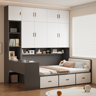榻榻米衣柜床一体多功能书桌组合储物床小户型卧室收纳神器双人床