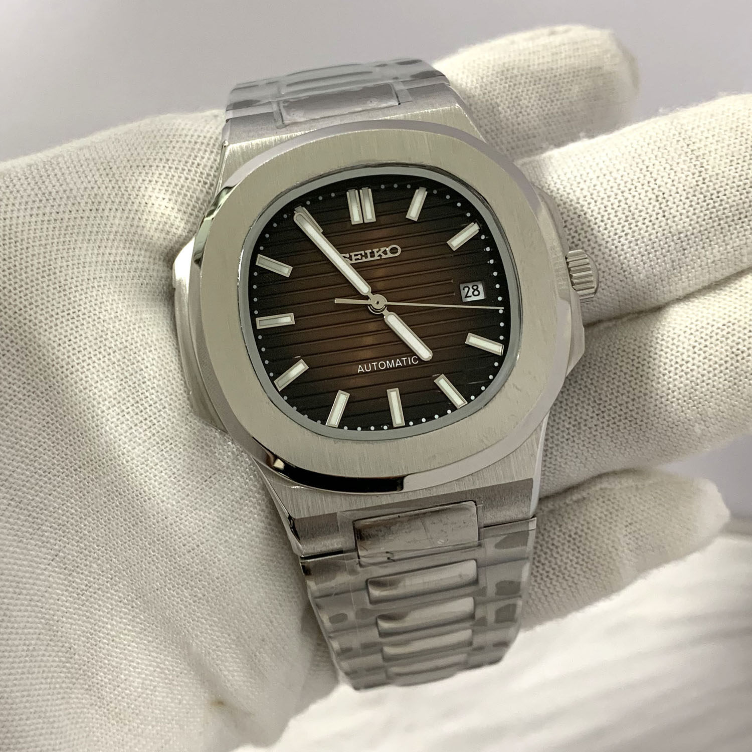 thumbnail for Stainless steel watch male 41mm automatic 2813 movement watch fashion waterproof business watch stainless steel case strap