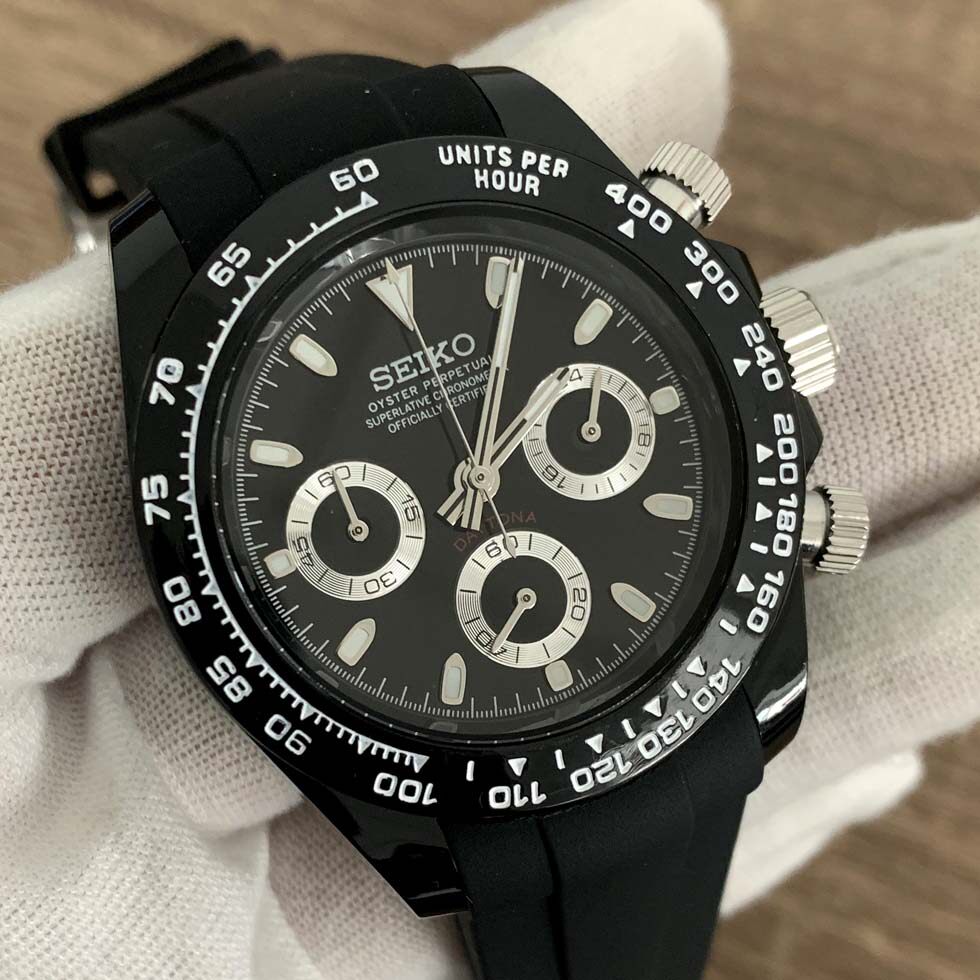 thumbnail for Watch Men's Sports Japan VK63 Quartz Movement Automatic Black Acrylic 40mm Case Plastic Cap Crystal