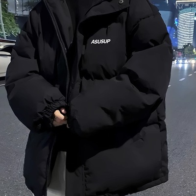 黑色连帽羽绒服男款冬季2025新款