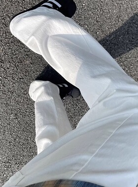 白色直筒牛仔裤男款夏季微喇cleanfit美式高街显瘦显腿长痞帅裤子