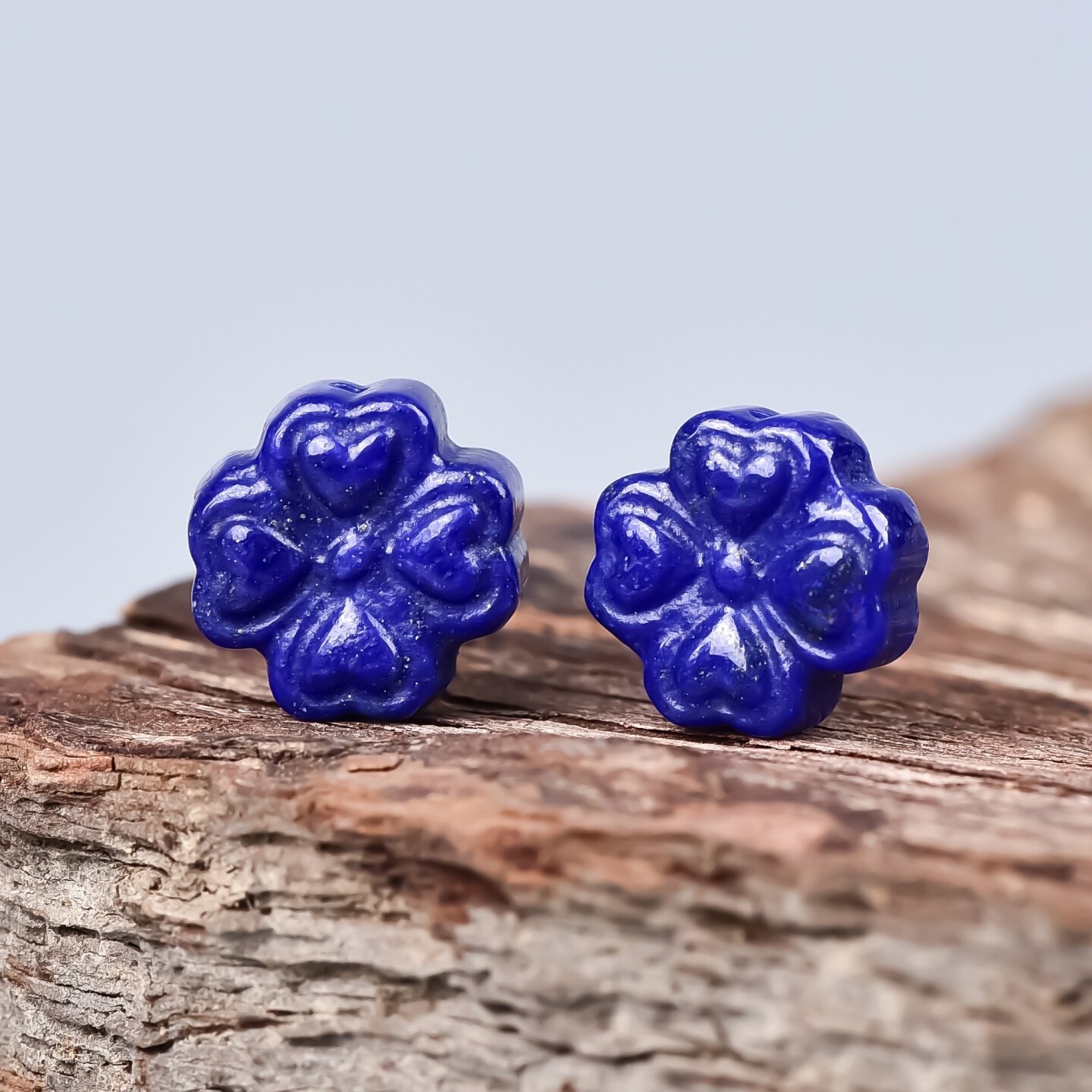 天然水晶青金石四叶草雕刻diy串珠手工项链手串饰品配件串珠