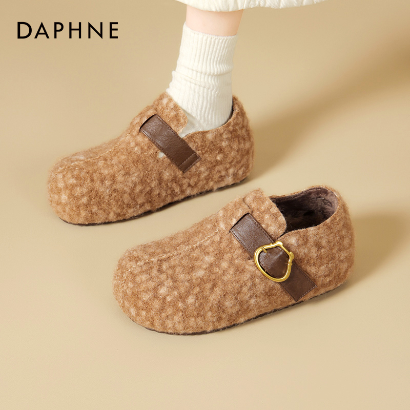 达芙妮旗舰店！内增高勃肯毛毛鞋