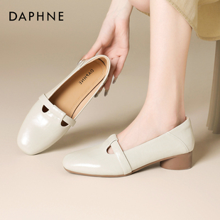 一脚蹬软底妈妈鞋 达芙妮浅口单鞋 不累脚小跟鞋 春秋法式 女2025新款