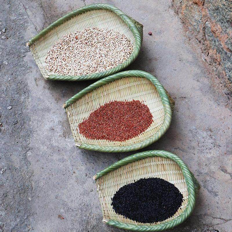 竹编开口筲箕沥水收纳头层竹青皮