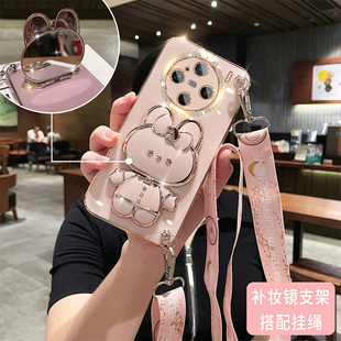 vivoxX100Pro手机壳曲面屏防摔保护套X90s电镀支架软壳X80带补妆镜70高档女款X60全包镜头X50Pro镶钻X30/x27