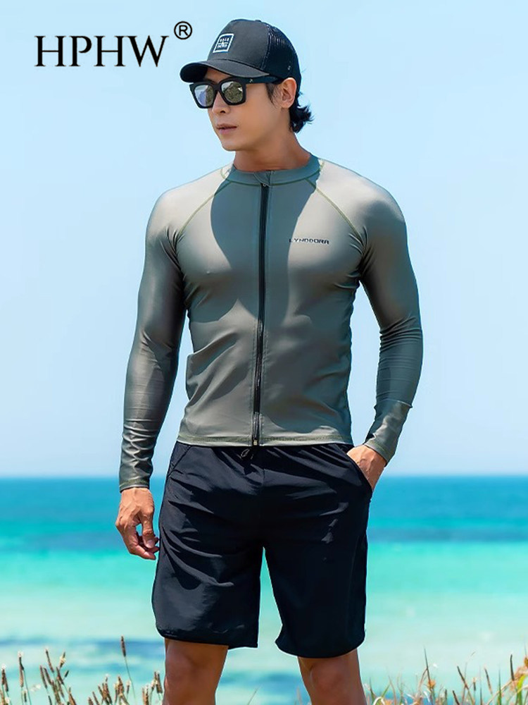 潜水服男士泳衣防晒速干冲浪服长袖浮潜服保暖水母衣温泉游泳套装