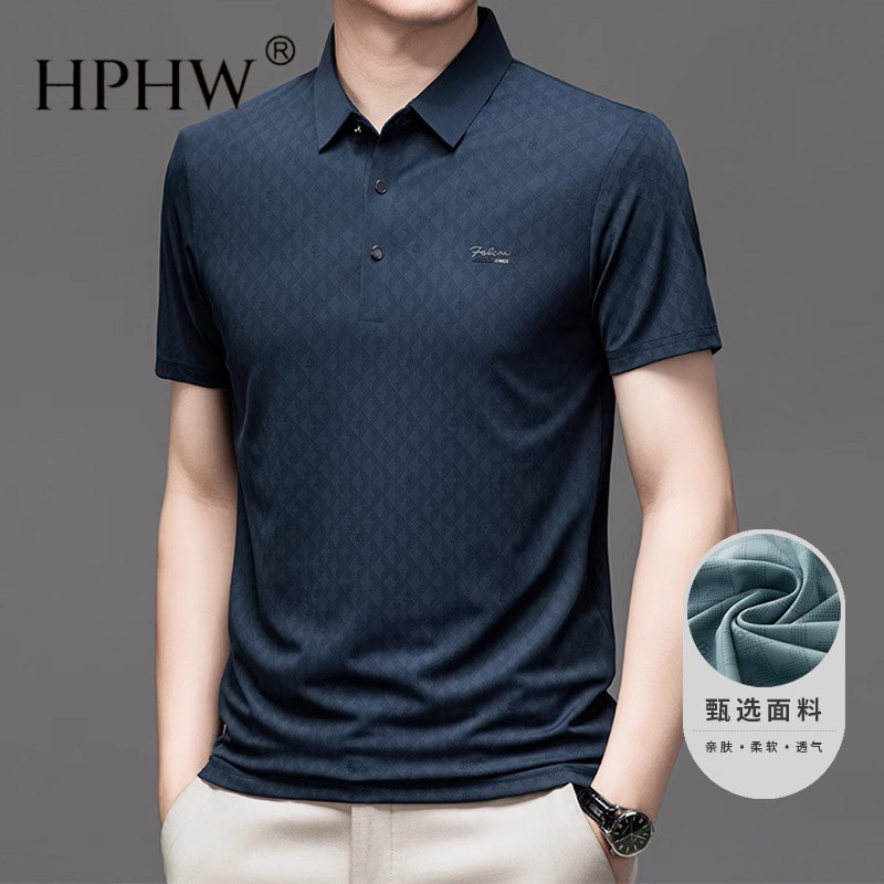 2025夏季新款透气冰丝polo衫男士短袖翻领半袖t恤休闲衬衫高级感