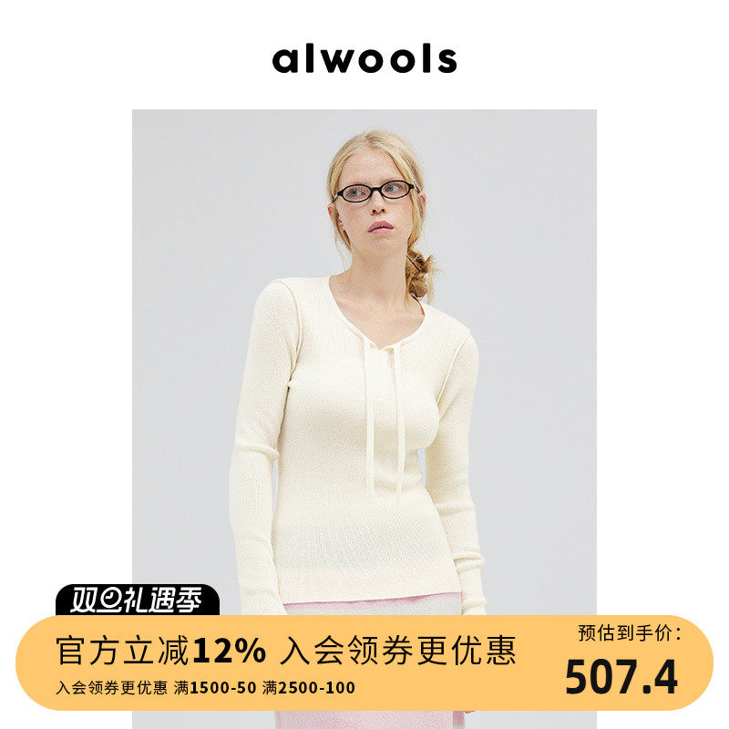 ALWOOLS秋冬新品圆筒绑带针织打底衫
