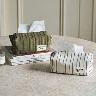 molingtalk 饰纸巾包收纳袋纸巾袋 原创条纹纸巾盒 餐桌桌面布艺装