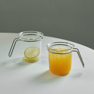 不锈钢把手玻璃杯工业风原创设计耐人工高硼硅把手玻璃杯创意礼品