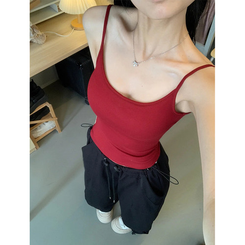 【送运费险】红色休闲小吊带背心