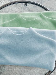 温柔风软糯针织衫女秋冬中领毛衣打底衫洋气奶蓝色内搭半高领上衣