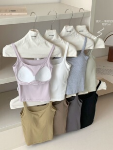 夏季 带胸垫吊带背心女遮副乳内搭bra防走光文胸一体内衣打底上衣