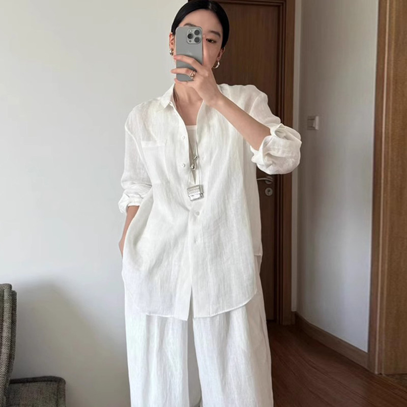 天丝亚麻白色老钱风衬衫女夏季薄款正肩宽松休闲棉麻防晒衬衣外套,女装/女士精品,衬衫,淘宝优惠券,粉丝福利购,淘宝优惠卷