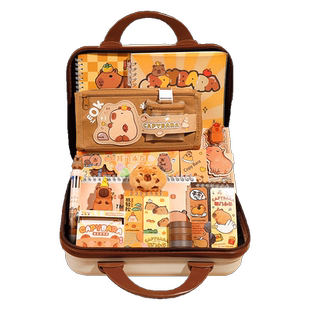 卡皮巴拉文具套装礼盒毕业季大礼包水豚笔袋盲盒高颜值开学男孩女孩学习用品大全女童生日礼物小学生初中手账