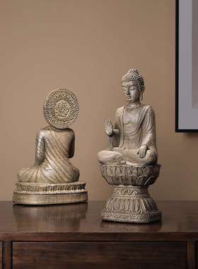 新中式禅意树脂佛像佛头摆件工艺品如来佛祖家居客厅玄关装饰摆设