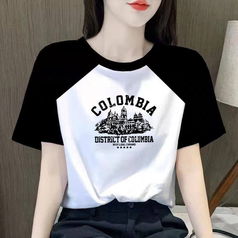 纯棉T恤设计感女士大码插肩袖短袖恤女大码胖别致小衫显瘦上衣潮