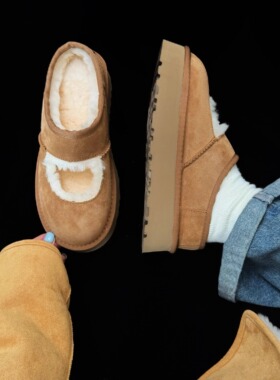 【厚底玛丽珍】4CM｜羊皮毛一体雪地靴真皮真毛增高轻便保暖新款