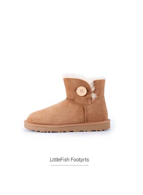 【平底木扣短靴】2.5CM｜羊皮毛一体雪地靴增高轻便保暖新款女鞋