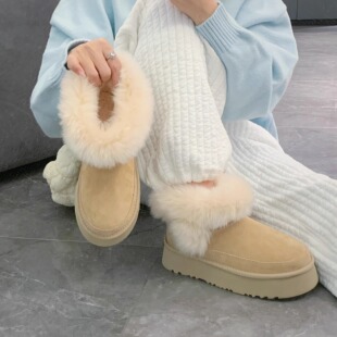 【新款云朵托卡】4CM|羊皮毛一体雪地靴真皮真毛轻便增高保暖