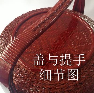 竹编送餐篮 结婚食盒 圆形三层外卖手提篮拜拜篮酒店用送餐盒套篮